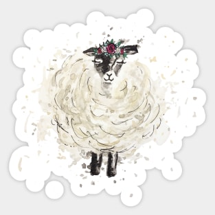 Fuzzy Sheep with Floral headdress Sticker